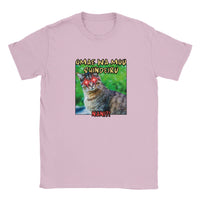 Camiseta júnior unisex estampado de gato "Hokuto no Meme" Rosa claro