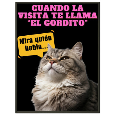 Póster Semibrillante de Gato con Marco Metal 