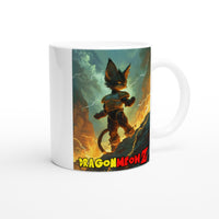 Taza Blanca con Impresión de Gato "Mini Saiyan Poderoso" Michilandia | La tienda online de los fans de gatos