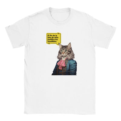 Camiseta júnior unisex estampado de gato 