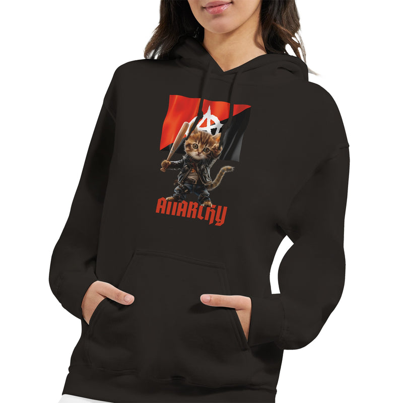 Sudadera con Capucha Unisex Estampado de Gato "Miaunarchy Biker" Michilandia