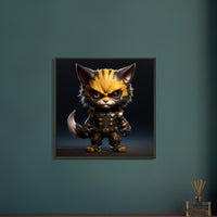 Póster semibrillante de gato con marco metal "Michi Wolverine" Gelato