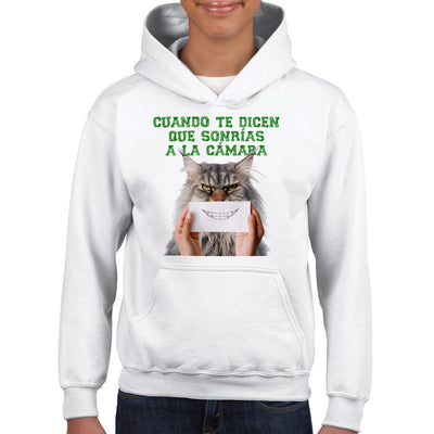 Sudadera con capucha júnior estampado de gato 