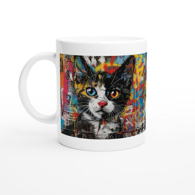 Taza Blanca con Impresión de Gato 