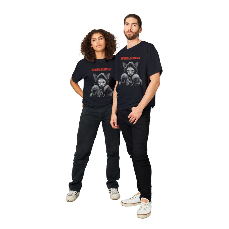 Camiseta Unisex Estampado de Gato "Maquina de matar" Michilandia