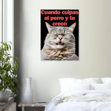 Panel de aluminio impresión de gato "Risa Culpable" Michilandia | La tienda online de los fans de gatos