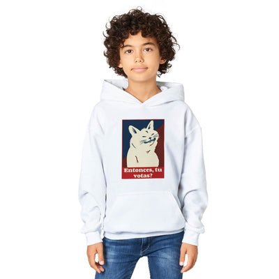 Sudadera con capucha júnior estampado de gato "Miau de Votante" Michilandia