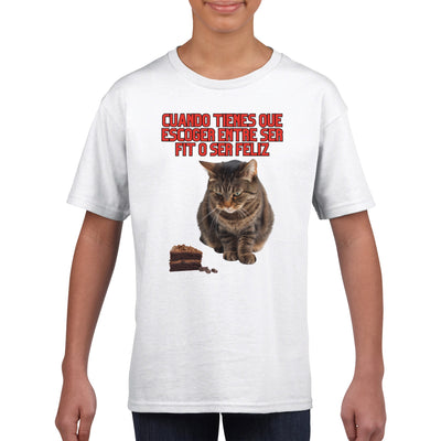 Camiseta Junior Unisex Estampado de Gato 