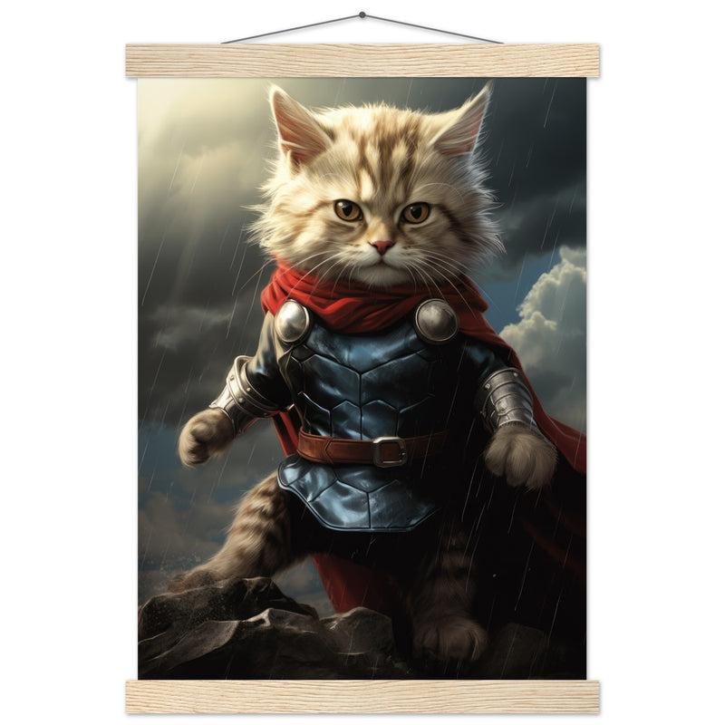 Póster semibrillante de gato con colgador "Thor Felino" Gelato