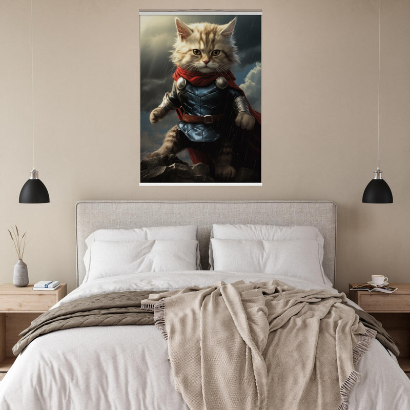 Póster semibrillante de gato con colgador "Thor Felino" Gelato