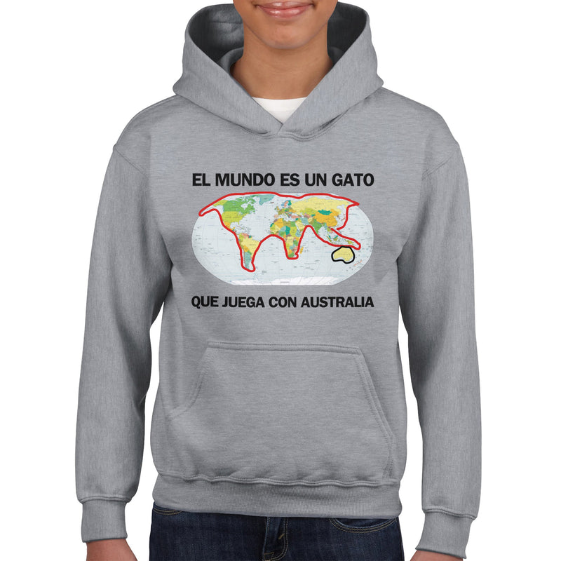 Sudadera con capucha júnior estampado de gato "Atlas Felino" Michilandia | La tienda online de los fans de gatos