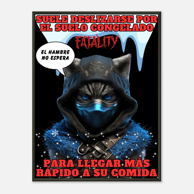 Póster Semibrillante de Gato con Marco Metal "Hambre Mortal" Michilandia | La tienda online de los amantes de gatos