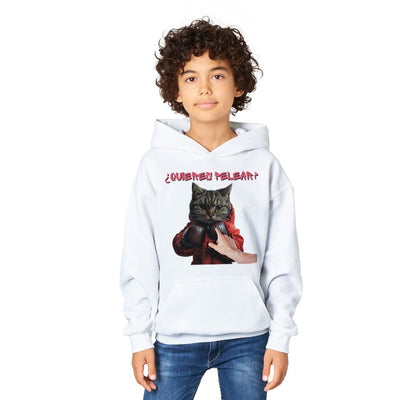 Sudadera con capucha júnior estampado de gato 