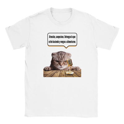 Camiseta Junior Unisex Estampado de Gato "Mandato Felino" Michilandia