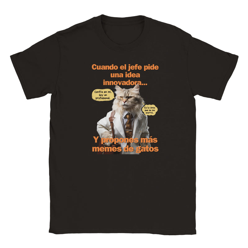 Camiseta Junior Unisex Estampado de Gato "Estrategia Miau" Michilandia | La tienda online de los fans de gatos