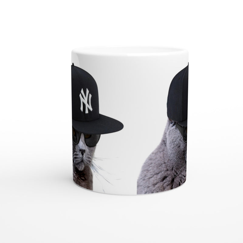 Taza Blanca con Impresión de Gato "El Swag" Michilandia | La tienda online de los fans de gatos