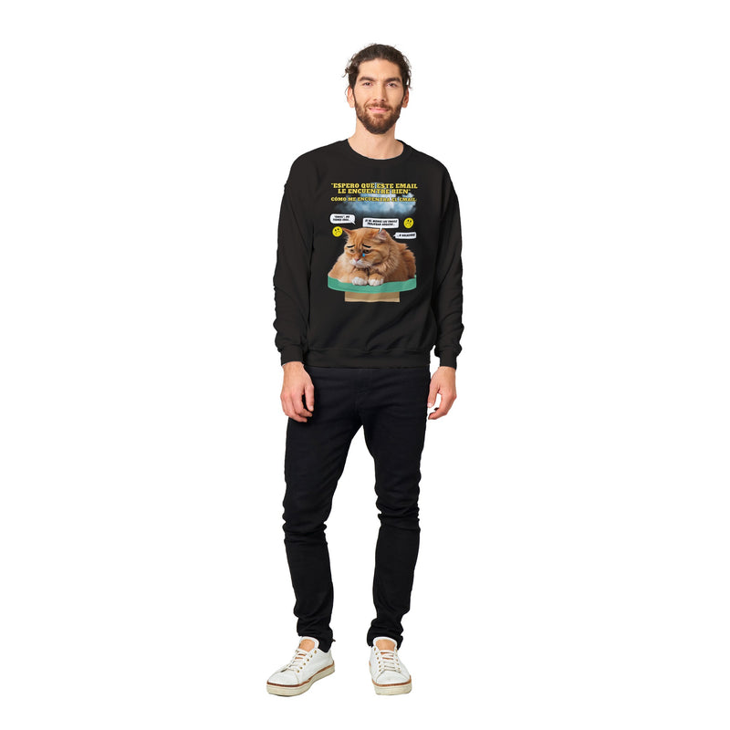 Sudadera unisex estampado de gato "Melancolía Digital" Michilandia | La tienda online de los amantes de gatos