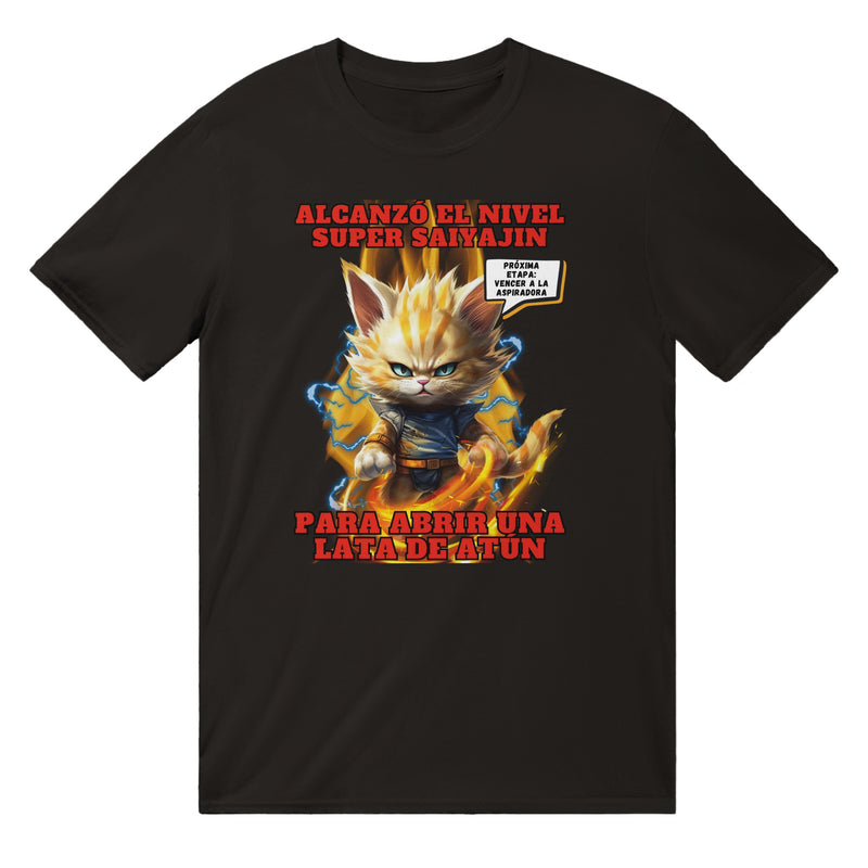 Camiseta unisex estampado de gato "Super Saiyajin Felino" Michilandia | La tienda online de los amantes de gatos