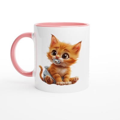 Taza Bicolor con Impresión de Gato "Miau en Pañales" Michilandia