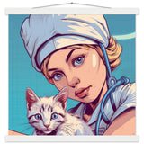 Póster semibrillante de gato con colgador "La Enfermera Gatuna"