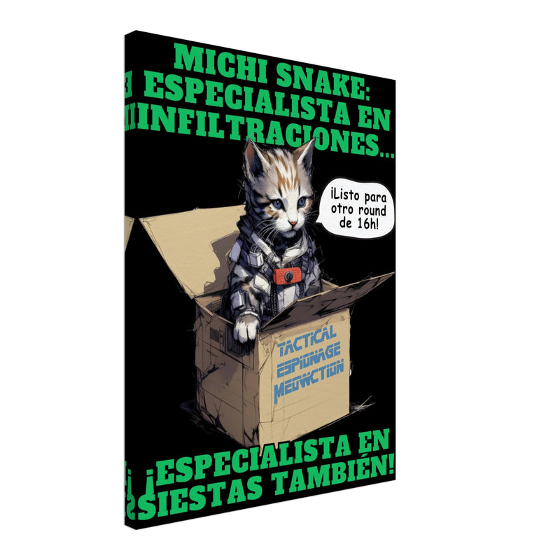 Lienzo de Gato "Misión de Michi Snake" Michilandia | La tienda online de los amantes de gatos