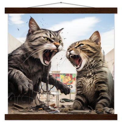 Póster semibrillante de gato con colgador "Graffiti Showdown" Gelato