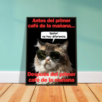 Póster Semibrillante de Gato con Marco Metal "Amanecer Grumpy" Michilandia | La tienda online de los fans de gatos