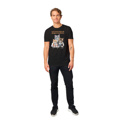 Camiseta unisex estampado de gato "Mundo pacífico" Gelato