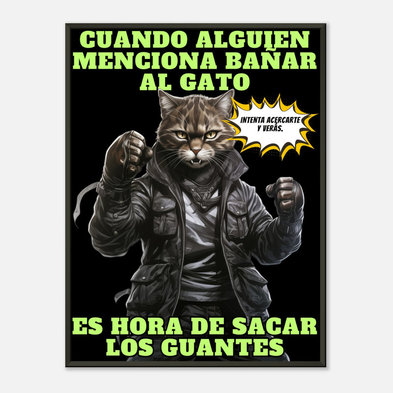 Póster Semibrillante de Gato con Marco Metal "El Intocable" Michilandia | La tienda online de los fans de gatos