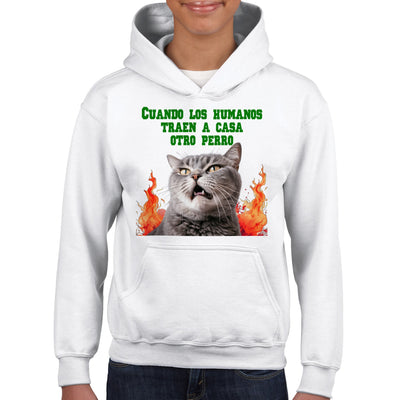 Sudadera con capucha júnior estampado de gato 