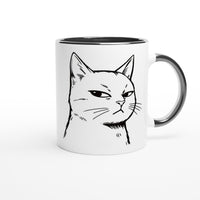 Taza Bicolor con Impresión de Gato "Mirada Sospechosa" Michilandia