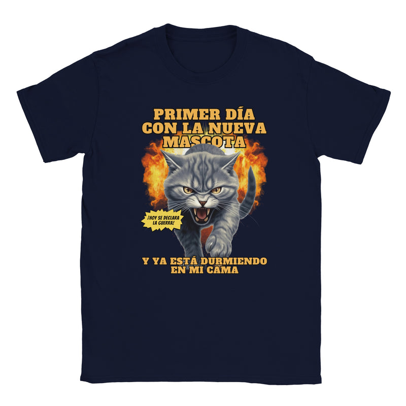 Camiseta unisex estampado de gato "Nuevo Rival" Michilandia | La tienda online de los fans de gatos