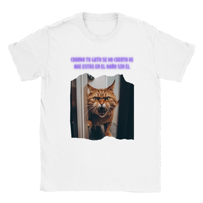 Camiseta unisex estampado de gato "En el baño" Gelato