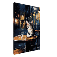 Lienzo de gato "Michi en la Terraza del Café por la Noche" Gelato