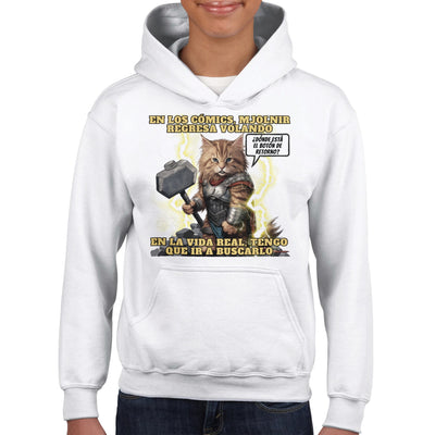 Sudadera con capucha júnior estampado de gato 