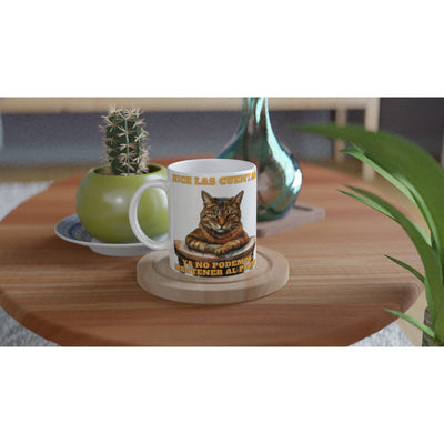 Taza Blanca con Impresión de Gato "Economista Felino" Michilandia | La tienda online de los fans de gatos