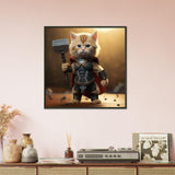Póster semibrillante de gato con marco metal "Michi Thor"