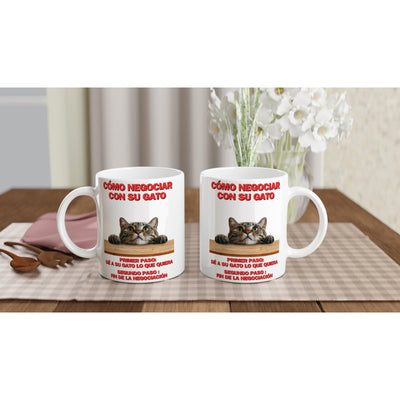 Taza Blanca con Impresión de Gato 