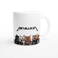 Taza Blanca con Impresión de Gato "Metallicat" Michilandia