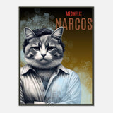 Póster Semibrillante de Gato con Marco Metal "Narcogato" Michilandia | La tienda online de los fans de gatos