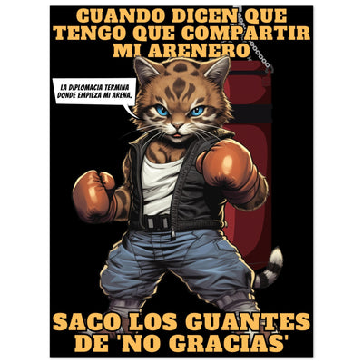 Panel de aluminio impresión de gato "Guardián del Arenero" Michilandia | La tienda online de los fans de gatos