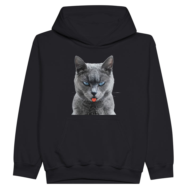 Sudadera con capucha júnior estampado de gato "Burla Felina" Michilandia