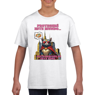 Camiseta júnior unisex estampado de gato 