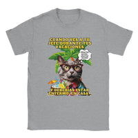 Camiseta unisex estampado de gato "Vacaciones Clandestinas" Michilandia | La tienda online de los amantes de gatos