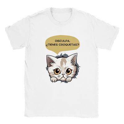 Camiseta unisex estampado de gato "Tienes croquetas?" Gelato