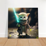 Panel de aluminio impresión de gato "Michi Yoda"