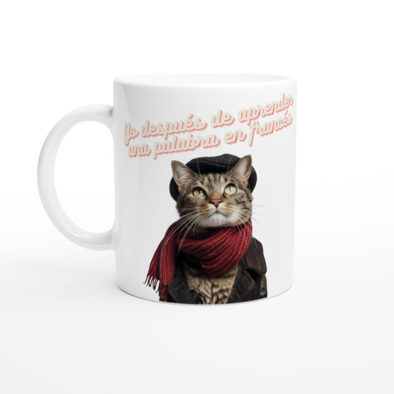 Taza Blanca con Impresión de Gato 