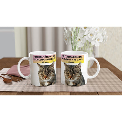 Taza Blanca con Impresión de Gato 