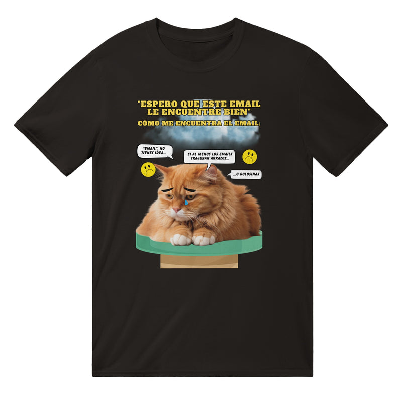 Camiseta unisex estampado de gato "Melancolía Digital" Michilandia | La tienda online de los amantes de gatos