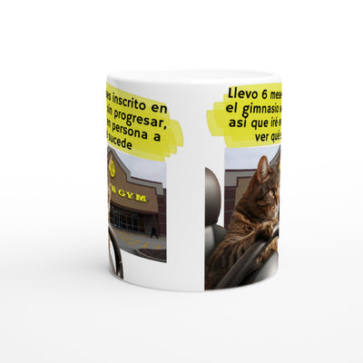 Taza Blanca con Impresión de Gato "Miau Fit" Michilandia | La tienda online de los fans de gatos